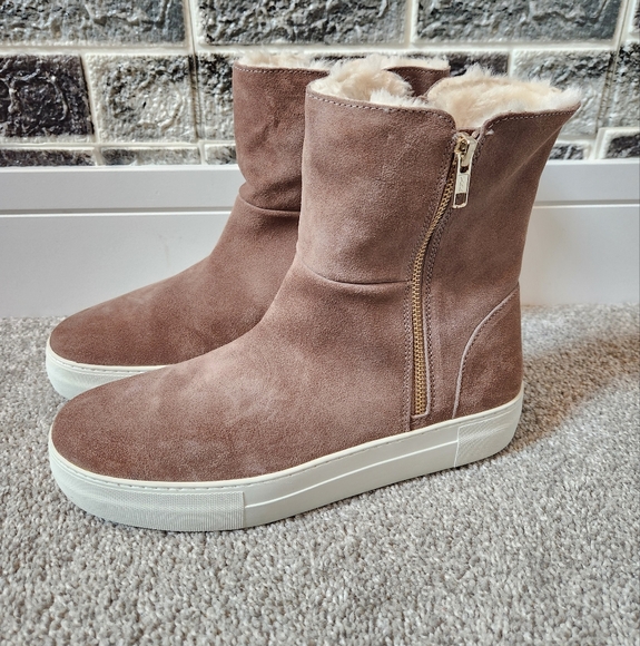 J/Slides NYC Women's Suede Winnie TAUPE Wedges Booties Size 10 - Picture 1 of 9